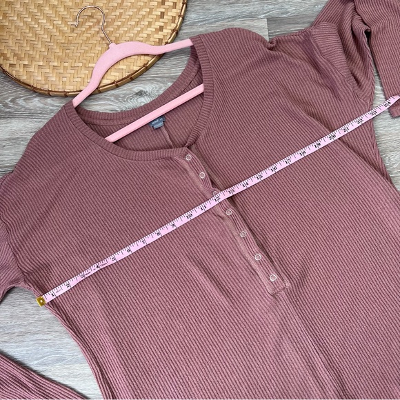 Aerie ribbed snap button front lounge romper - Picture 5 of 5